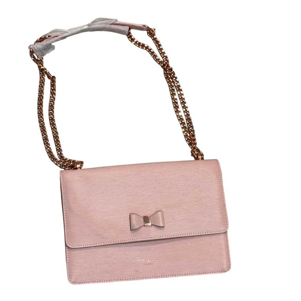 Ted Baker Crossbody Pink NEW Bow Detail Textured Bovine Leather‎ Rose Gold FLAW